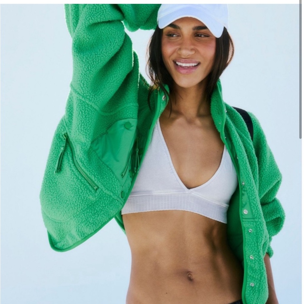 Free People Hit The Slopes Fleece Jacket Small Color: Green